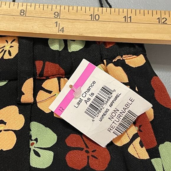 BP Wildfang Pants XXS Black Floral Straight Leg Bohemian Concert Festival New - Picture 9 of 13